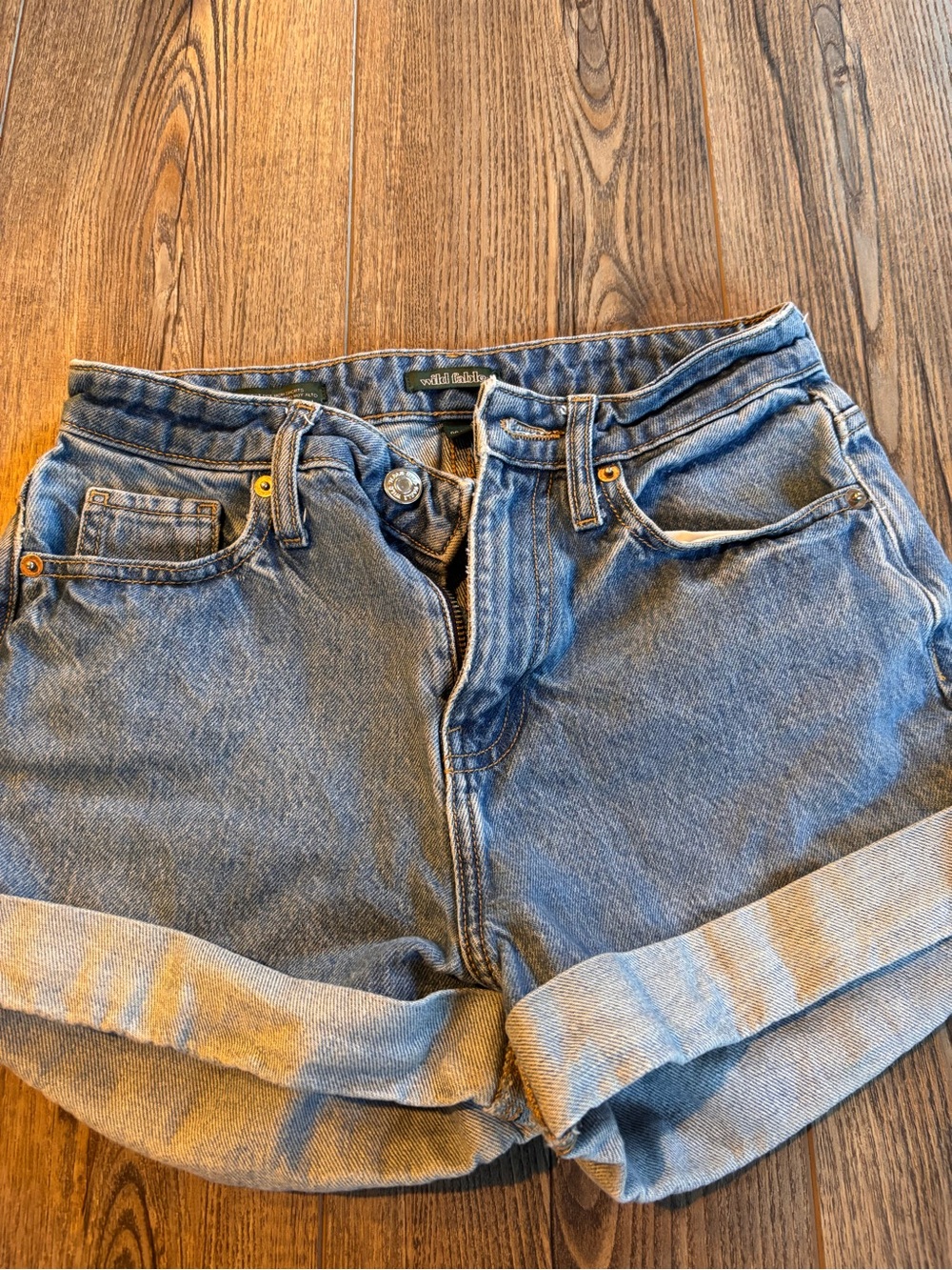 wild fable Light Blue High-Waist Rolled Hem Denim Shorts